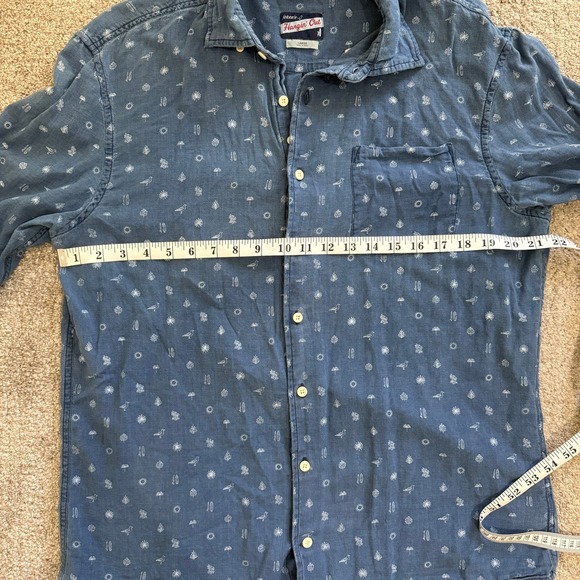 Johnnie-O Hangin' Out Darcy Indigo Blue Button Down Shirt Large Casual Beachy - Picture 8 of 10